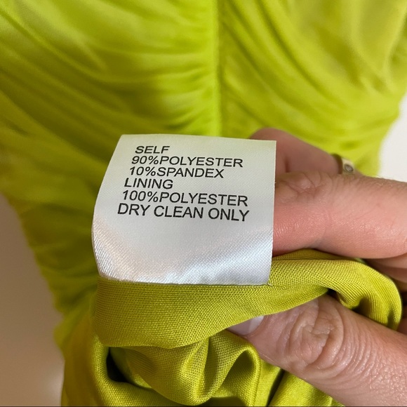 Tadashi Shoji Fern Green Ruched Cocktail Dress Medium Neon Ruched - Picture 5 of 6